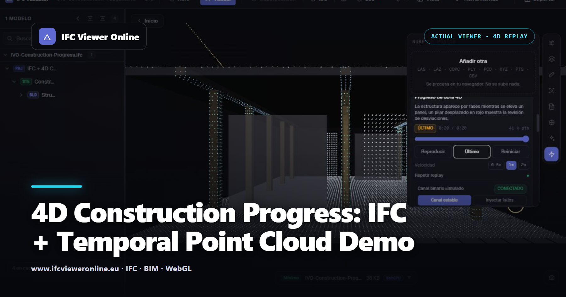 4D Construction Progress: IFC + Temporal Point Cloud Demo — IFC Viewer Online article cover