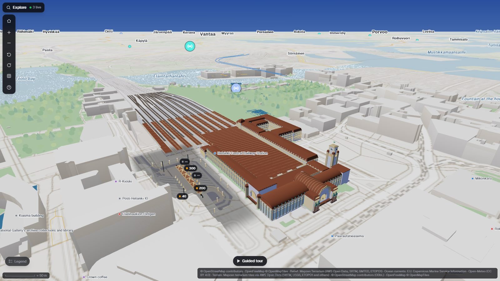 Helsinki digital twin: central station bus bays updated live as buses arrive